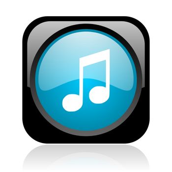 music black and blue square web glossy icon