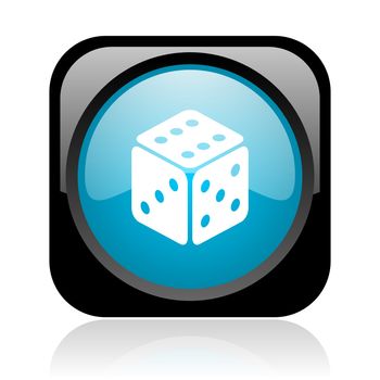 dice black and blue square web glossy icon
