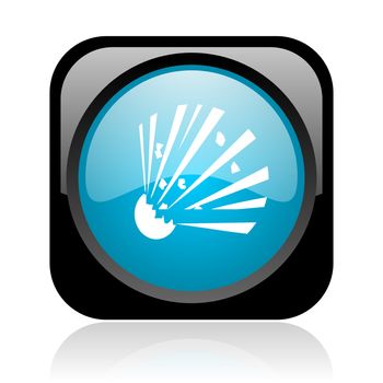 bomb black and blue square web glossy icon