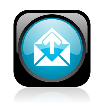 mail black and blue square web glossy icon