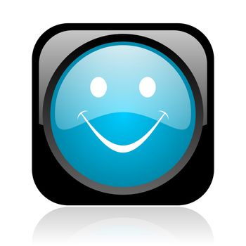smile black and blue square web glossy icon