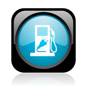 fuel black and blue square web glossy icon