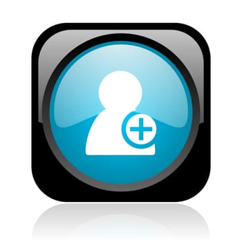 add contact black and blue square web glossy icon