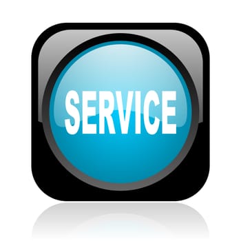 service black and blue square web glossy icon