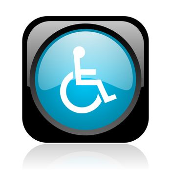 accessibility black and blue square web glossy icon