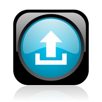 upload black and blue square web glossy icon