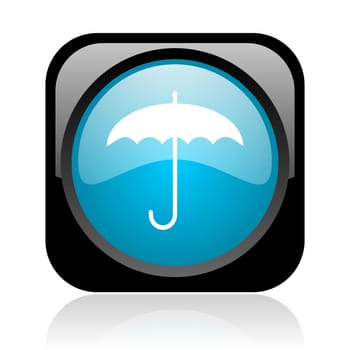 umbrella black and blue square web glossy icon