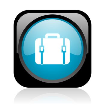 baggage black and blue square web glossy icon