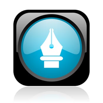 pen black and blue square web glossy icon