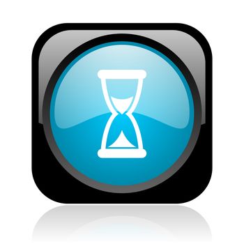 time black and blue square web glossy icon