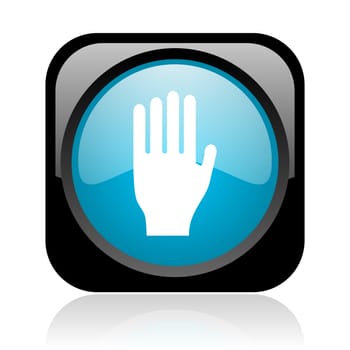 stop black and blue square web glossy icon