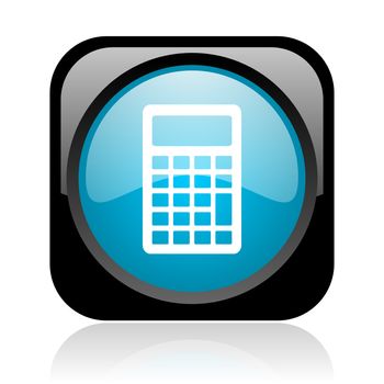 calculator black and blue square web glossy icon