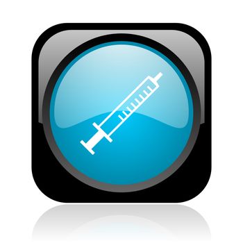 syringe black and blue square web glossy icon