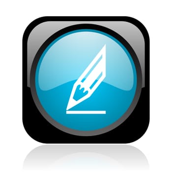 draw black and blue square web glossy icon