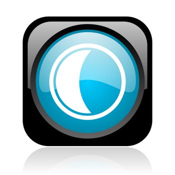 moon black and blue square web glossy icon