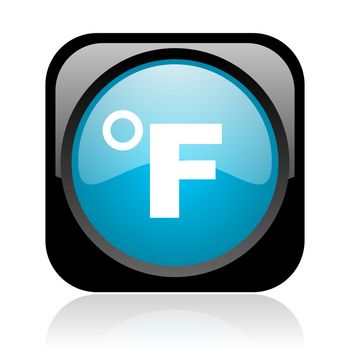 fahrenheit black and blue square web glossy icon