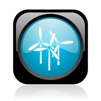 windmill black and blue square web glossy icon