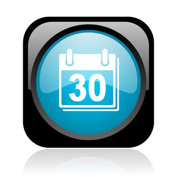 calendar black and blue square web glossy icon