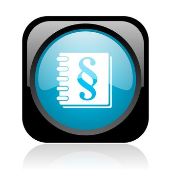 law black and blue square web glossy icon