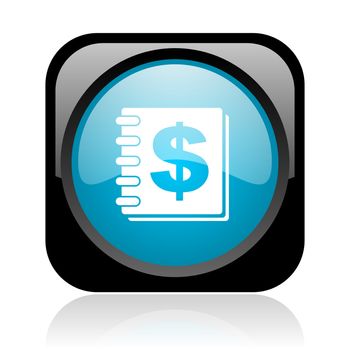 money black and blue square web glossy icon
