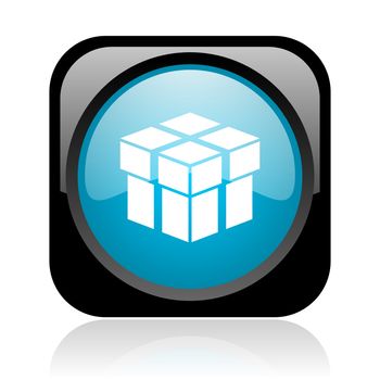box black and blue square web glossy icon