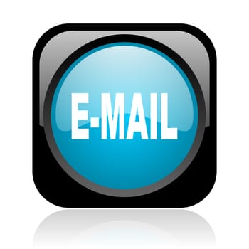 mail black and blue square web glossy icon