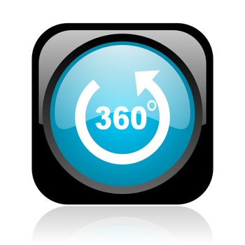 panorama black and blue square web glossy icon
