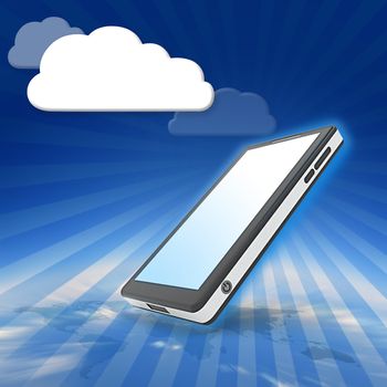 Phone with cloud background