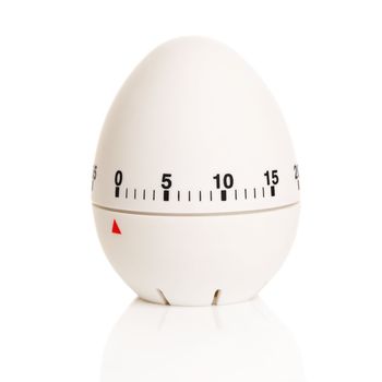 Egg-shaped timer on a white background