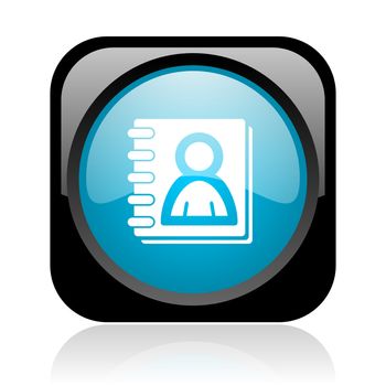 address book black and blue square web glossy icon