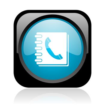 phonebook black and blue square web glossy icon