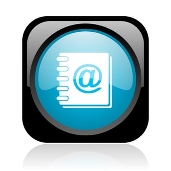 address book black and blue square web glossy icon