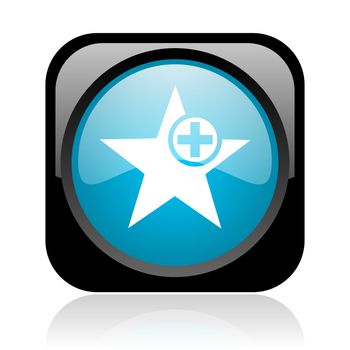 star black and blue square web glossy icon