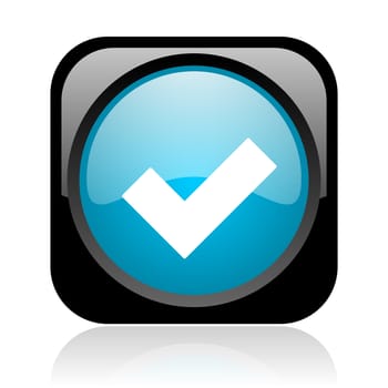 accept black and blue square web glossy icon