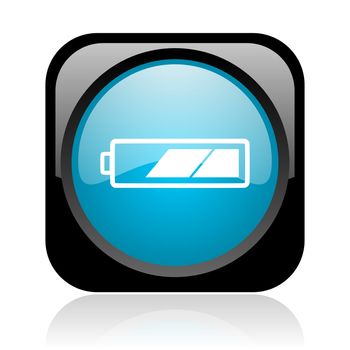 battery black and blue square web glossy icon
