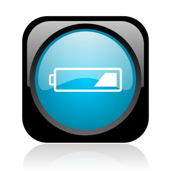 battery black and blue square web glossy icon