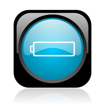 battery black and blue square web glossy icon