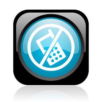 no phones black and blue square web glossy icon