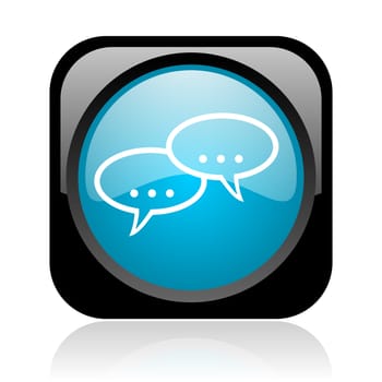 forum black and blue square web glossy icon