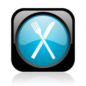food black and blue square web glossy icon