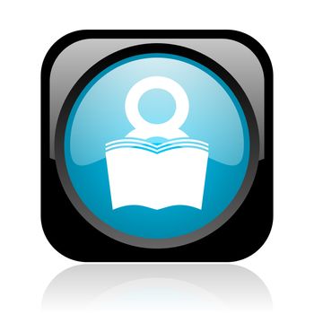 book black and blue square web glossy icon