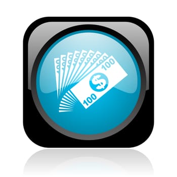 money black and blue square web glossy icon