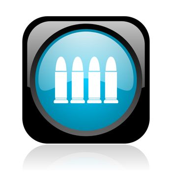 ammunition black and blue square web glossy icon
