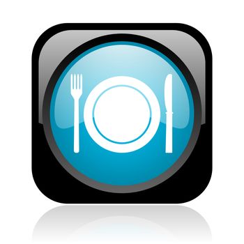food black and blue square web glossy icon