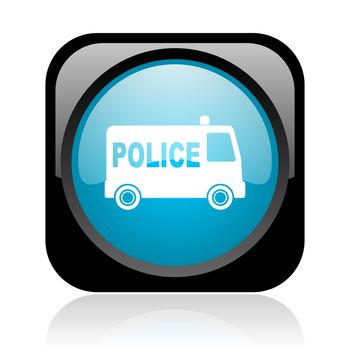 police black and blue square web glossy icon