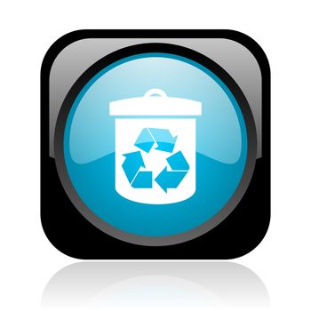 recycle black and blue square web glossy icon