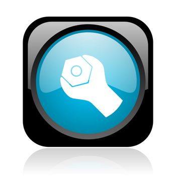 tools black and blue square web glossy icon