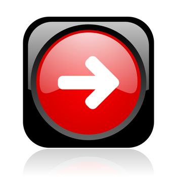 arrow right black and red square web glossy icon