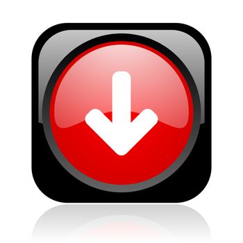 arrow down black and red square web glossy icon