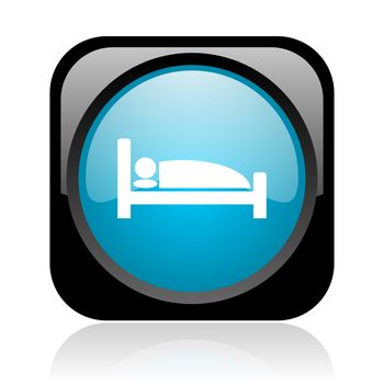 hotel black and blue square web glossy icon
